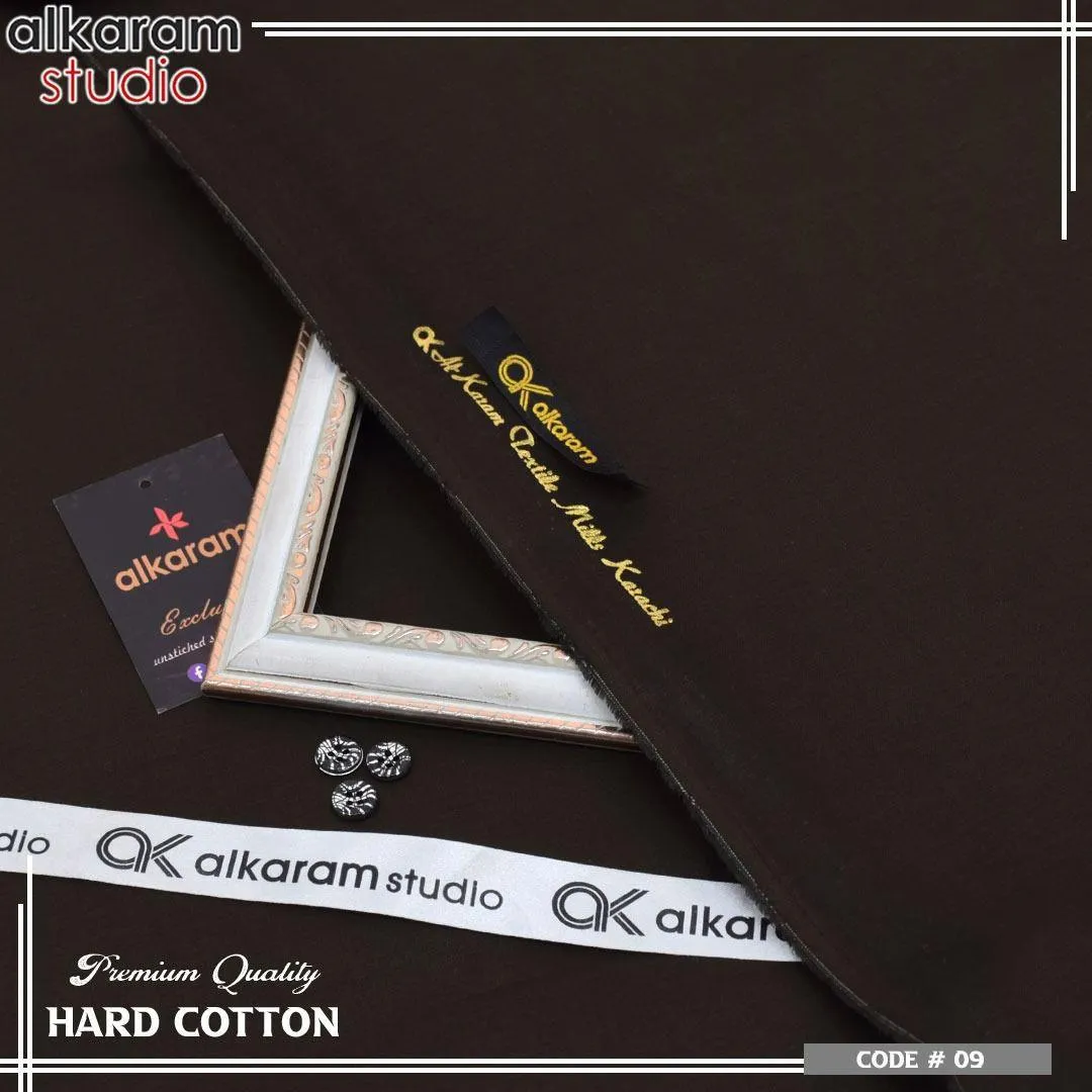 Alkaram Fabrics Men’s Unstitched Hard Cotton Plain Suit – 4.5 Meter Summer Fabric (Brown)