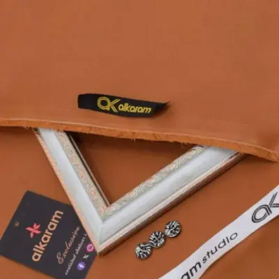 Alkaram Fabrics Men’s Unstitched Hard Cotton Plain Suit – 4.5 Meter Summer Fabric (Orange)