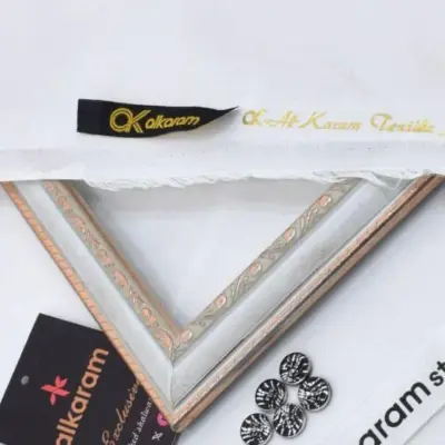 Alkaram Men’s Unstitched Hard Cotton Plain Suit – Summer Fabric, 4.5 Meter, Off White