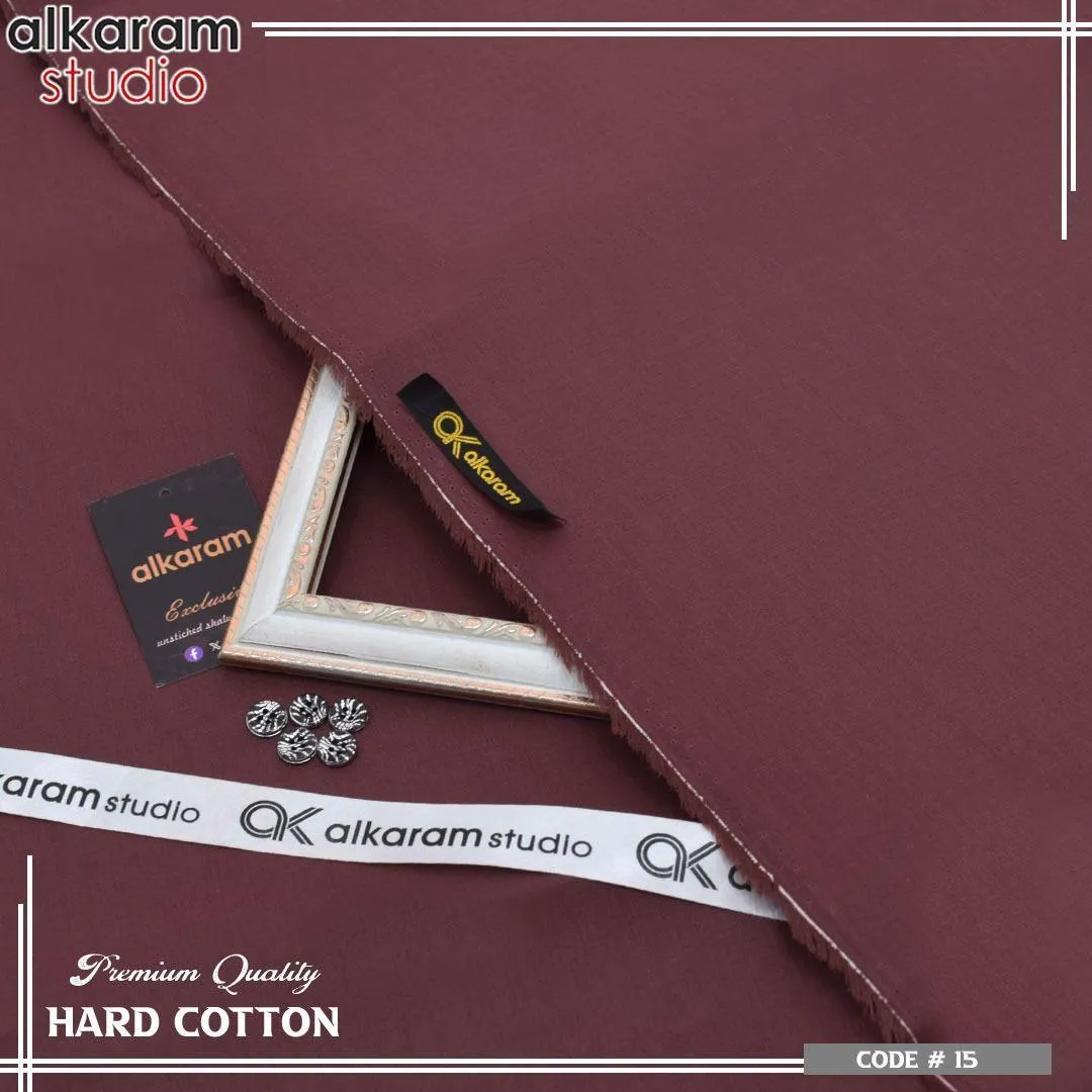 Alkaram Men’s Unstitched Hard Cotton Plain Suit – Summer, 4.5 Meter, Maroon