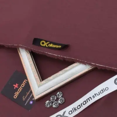 Alkaram Men’s Unstitched Hard Cotton Plain Suit – Summer, 4.5 Meter, Maroon