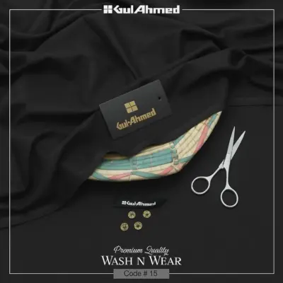 Premium Men’s Unstitched Wash & Wear Plain Suit Fabric – Summer Wear, 4 Meter, Black Color