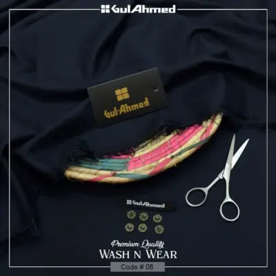 Premium Men’s Unstitched Wash & Wear Plain Suit Fabric – Summer Wear, 4 Meter (Blue)