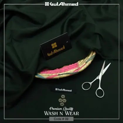 Men’s Premium Wash & Wear Plain Unstitched Suit – Green | Summer Fabric | 4 Meter Cutting