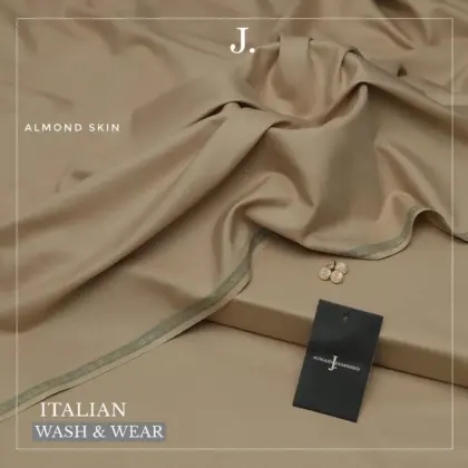 Men’s Wash & Wear Plain Unstitched Suit – Beige Summer Fabric, 4 Meter with Brand Tag & Bag