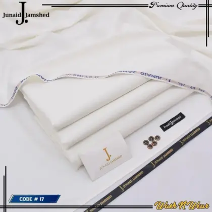 Men’s Wash & Wear Plain Unstitched Suit – Off White Summer Fabric, 4 Meter with Brand Tag & Bag
