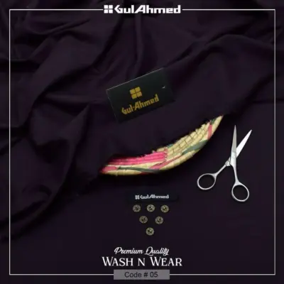 Premium Men’s Unstitched Wash & Wear Plain Suit Fabric – Summer Wear, 4 Meter, Purple