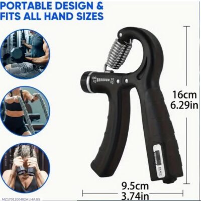 Adjustable Hand Gripper Strength Trainer – ABS Plastic Grip Exerciser for Men & Women (Black, 1 Pc)