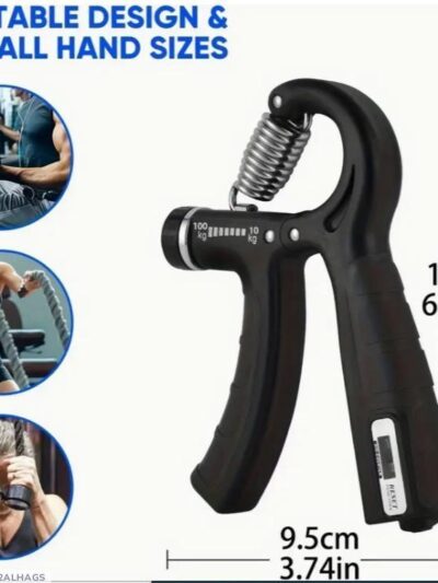 Adjustable Hand Gripper Strength Trainer – ABS Plastic Grip Exerciser for Men & Women (Black, 1 Pc)