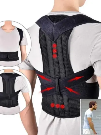 Adjustable Posture Corrector Belt for Men & Women – Back & Shoulder Support Brace (Black, 1 Pc)