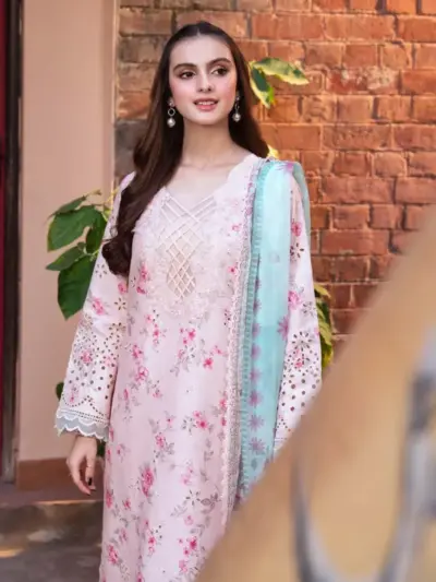 Alhamdulilla Lawn Collection 2026 Pink 3-Piece Women’s Unstitched Patch Work Suit – Digital Printed Lawn Shirt, Chiffon Dupatta & Lawn Trouser (2.5m Each)