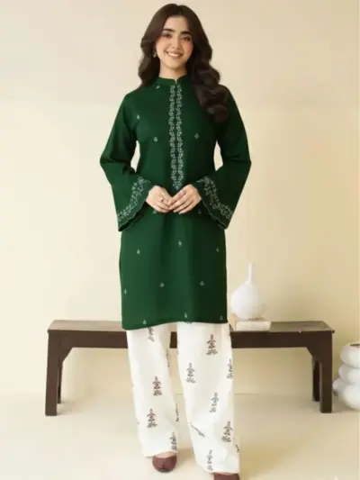 Women’s 2-Piece Unstitched Embroidered Lawn Suit – Green | Embroidered Shirt & Cotton Lawn Trouser (2.5 Meter Each)