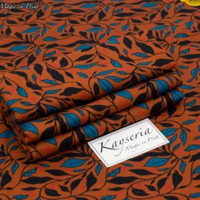 Kyseriya Women’s 2-Piece Unstitched Printed Khaddar Suit – Mustard (Shirt & Trouser 2.5m Each)