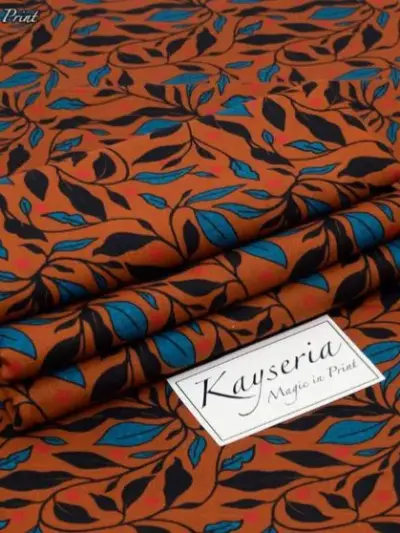 Kyseriya Women’s 2-Piece Unstitched Printed Khaddar Suit – Mustard (Shirt & Trouser 2.5m Each)