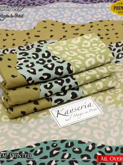 Kyseriya Women’s 2 Pcs Unstitched Printed Khaddar Suit – Multicolor | All-Over Print Shirt & Trouser (2.5 Meter Each)