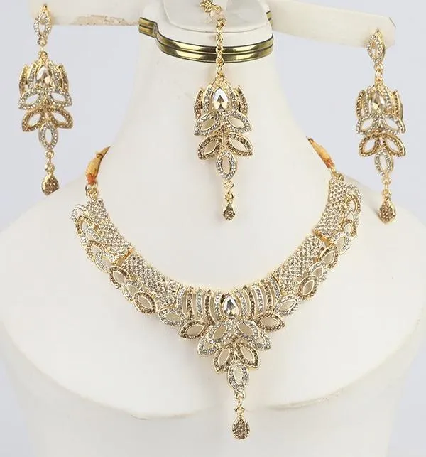 Badam Patti Gold Artificial Necklace Set for Women – Casting Jewelry with Earrings, Bindia & Free Dori (4-Piece Set)