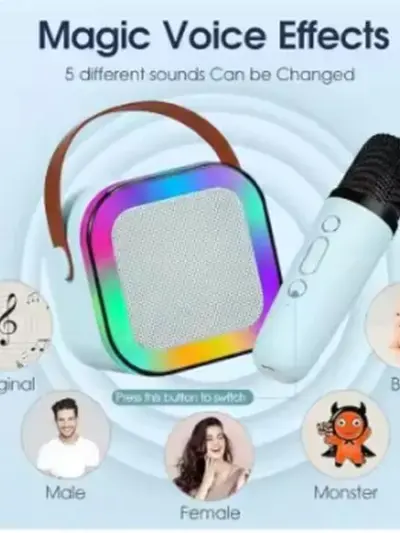 Portable LED Wireless Bluetooth Speaker 5W – Bluetooth 5.3, 1200mAh Battery, Compact Party Speaker (Off-White, 1 Pc)