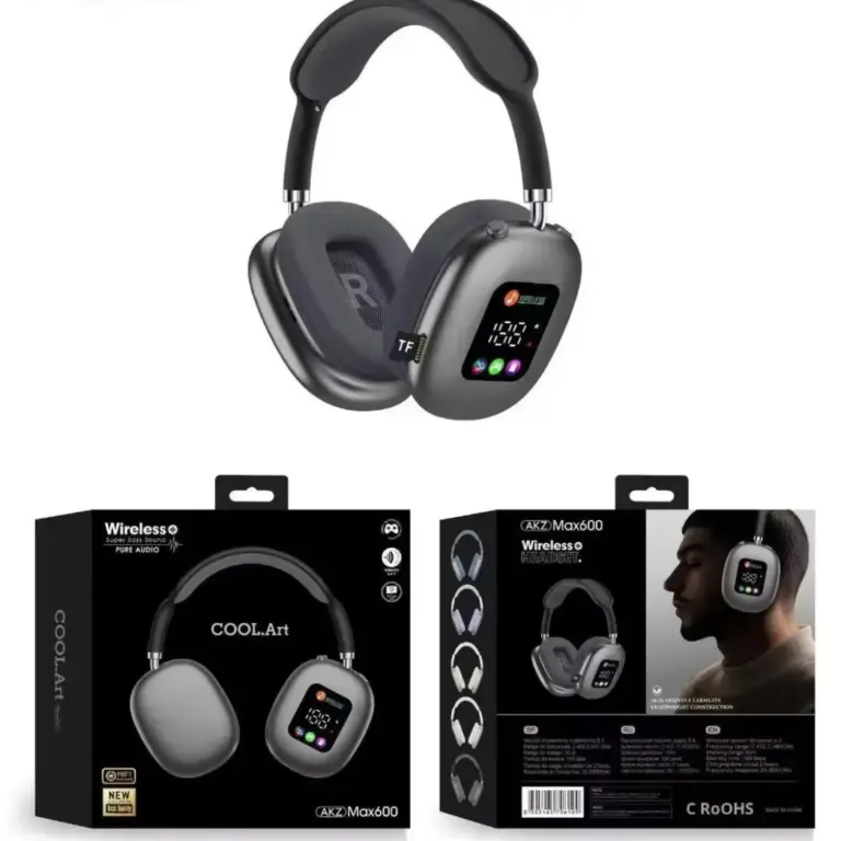 Max 600 Black Bluetooth Display Headphone – Long-Lasting Battery, ABS Plastic