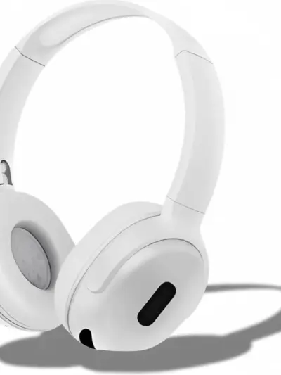 Wireless Over-Ear Headphones – White, ABS Plastic, Lightweight & Comfortable Design