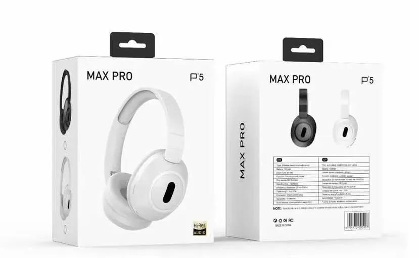 Wireless Over-Ear Headphones – White, ABS Plastic, Lightweight & Comfortable Design
