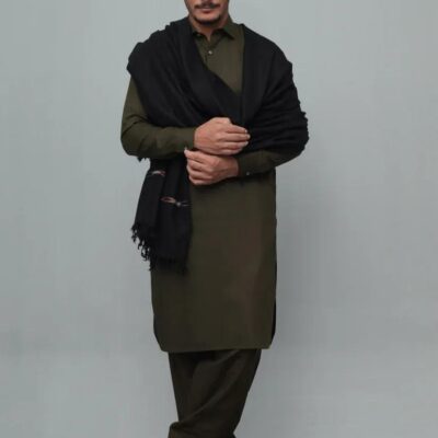 Gents Thick Wool Shawl – Pure Pashmina Islampur Swat Khaddi Made Plain Men’s Shawl
