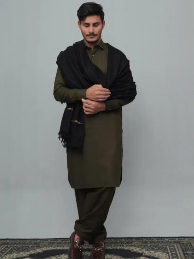 Gents Thick Wool Shawl – Pure Pashmina Islampur Swat Khaddi Made Plain Men’s Shawl