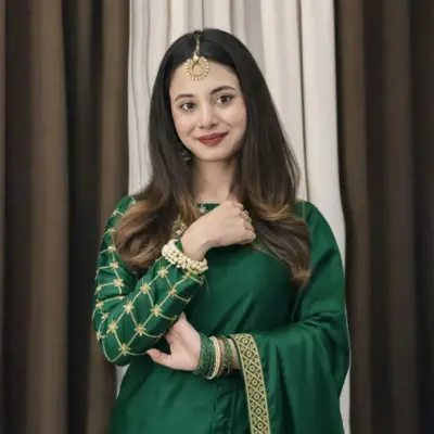 Elegant Green Shamoz Silk Embroidered Stitched Saree with Blouse & Petticoat – 2 Pcs Premium Festive Set