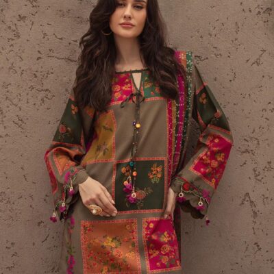 Karandi Most Hit Articles Women’s 3 Pcs Unstitched Digital Print Karandi Suit – Brown (Shirt 3m, Trouser & Dupatta 2.5 Gazz)