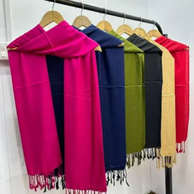 Women’s Pashmina Plain Shawl Set (Pack of 3) – Soft Multicolor Winter Wraps