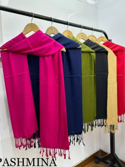 Women’s Pashmina Plain Shawl Set (Pack of 3) – Soft Multicolor Winter Wraps