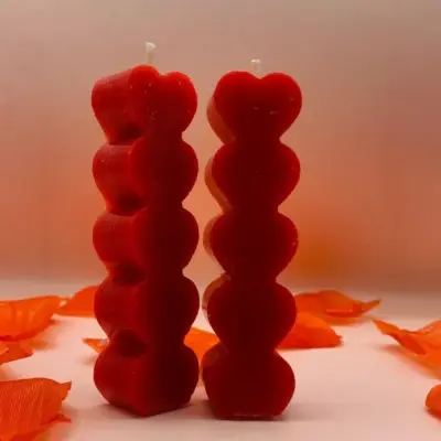 Romantic Long Heart Candle Set – Red Paraffin Wax Decorative Candles (3.5 Inch, 4 Pcs)