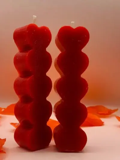 Romantic Long Heart Candle Set – Red Paraffin Wax Decorative Candles (3.5 Inch, 4 Pcs)