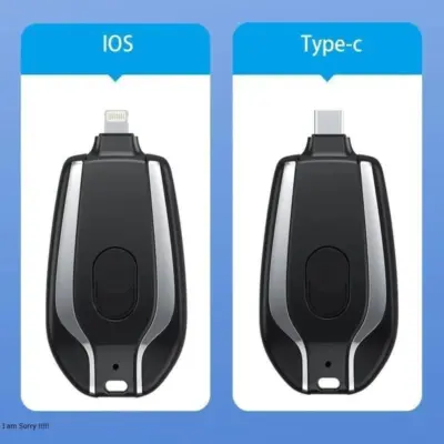 Mini Keychain Power Bank for iPhone – Portable Emergency Charger, Lightweight Design (Black)