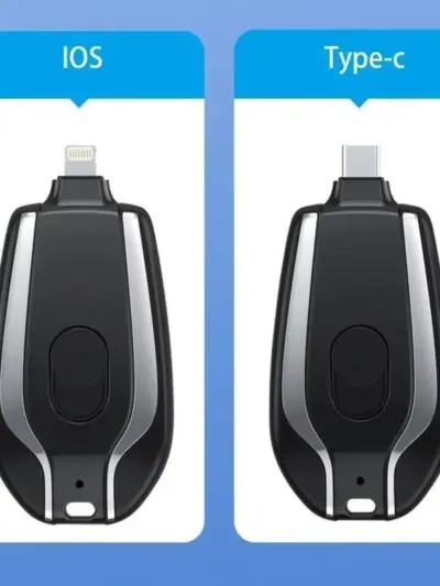 Mini Keychain Power Bank for iPhone – Portable Emergency Charger, Lightweight Design (Black)