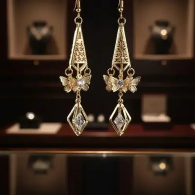 Beautiful Golden Jhumka Earrings for Women – 2 Pcs, Alloy