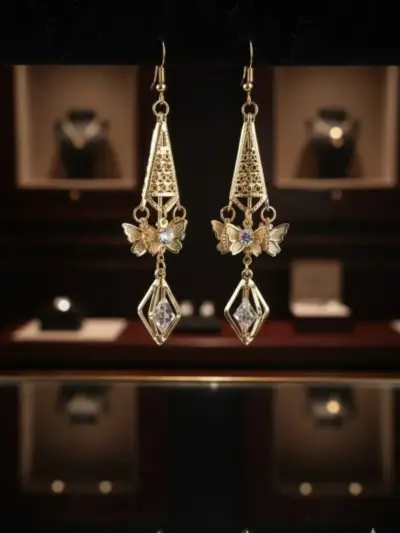 Beautiful Golden Jhumka Earrings for Women – 2 Pcs, Alloy