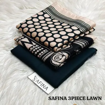 Women’s 3 Pcs Unstitched Blue Printed Lawn Suit – Printed Shirt, Lawn Trouser & Dupatta (3m Shirt, 2.5m Trouser, 2.5m Dupatta)