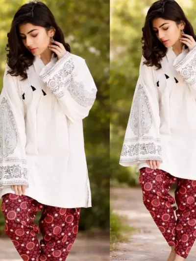 Assling 2 Pcs Women’s Unstitched Embroidered Lawn Suit – Off White | Front Embroidery, Shirt 3.25 Gazz, Trouser 2.5 Gazz