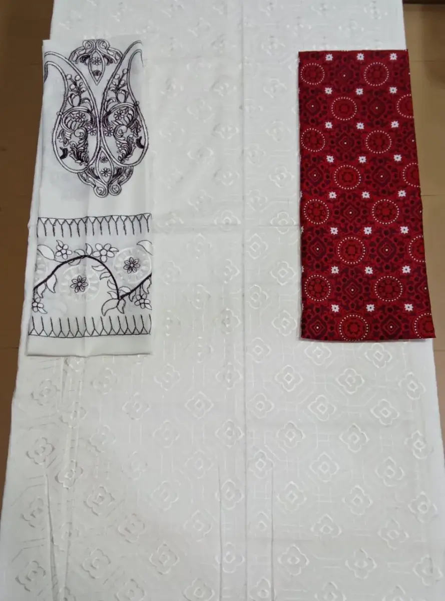 Assling 2 Pcs Women’s Unstitched Embroidered Lawn Suit – Off White | Front Embroidery, Shirt 3.25 Gazz, Trouser 2.5 Gazz