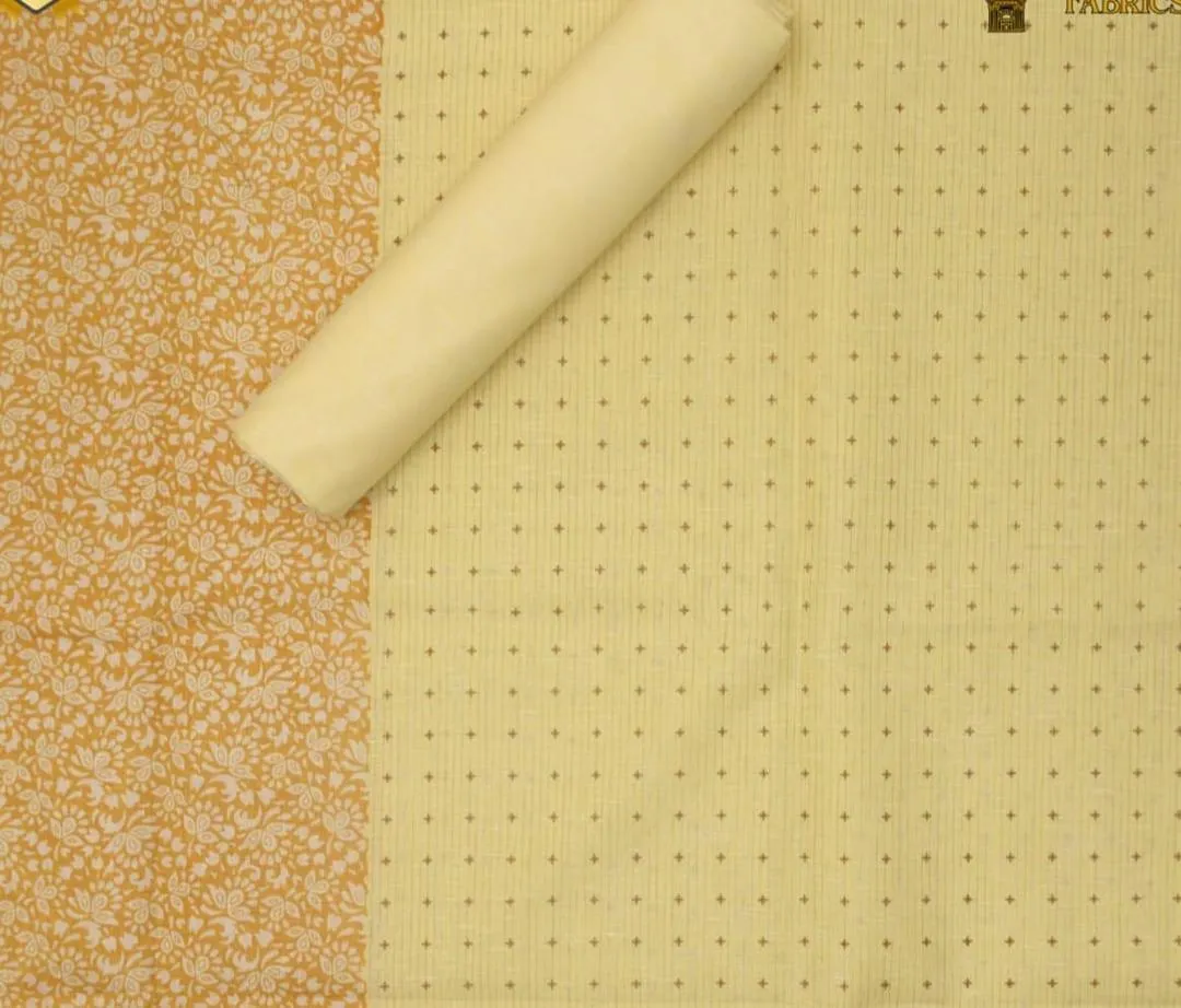 Men’s Unstitched Cotton Self Print Kurta Fabric – Yellow Winter Wear (3.5 Gazz Shirt, 2.25 Gazz Trouser, Bulk Pack of 250)