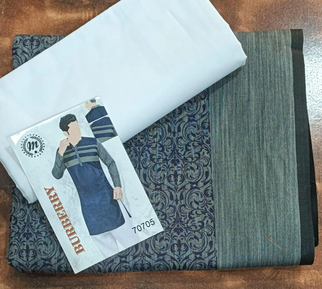 ClassicWear Men’s Unstitched Cotton Self Print Kurta Fabric – Winter Collection (3.5 Gazz Shirt + 2.25 Gazz Trouser, Black)