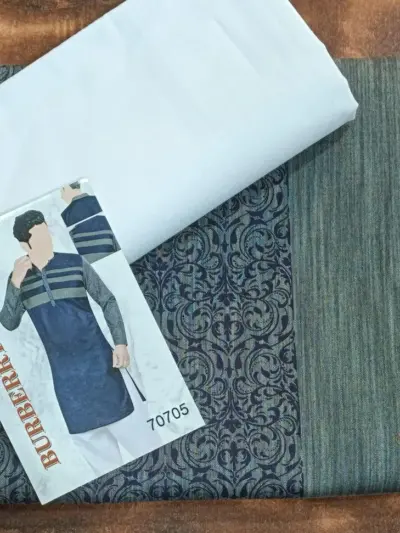 Men’s Unstitched Cotton Self Print Kurta Fabric – Blue Winter Wear (3.5 Gazz Shirt & 2.25 Gazz Trouser, Bulk Pack of 250)
