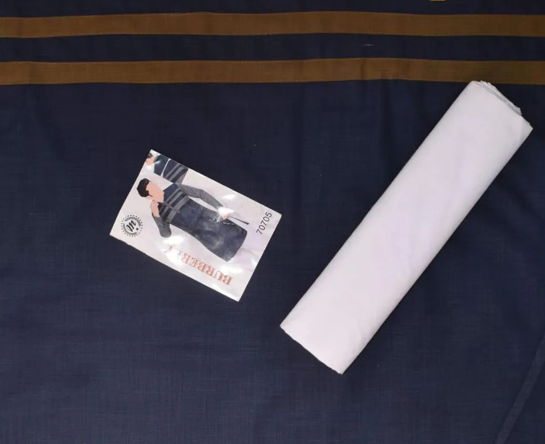 Men’s Unstitched Cotton Self Print Kurta – Blue Winter Fabric, 3.5 Gazz Shirt & 2.25 Gazz Trouser Cutting (Wholesale Pack of 250)