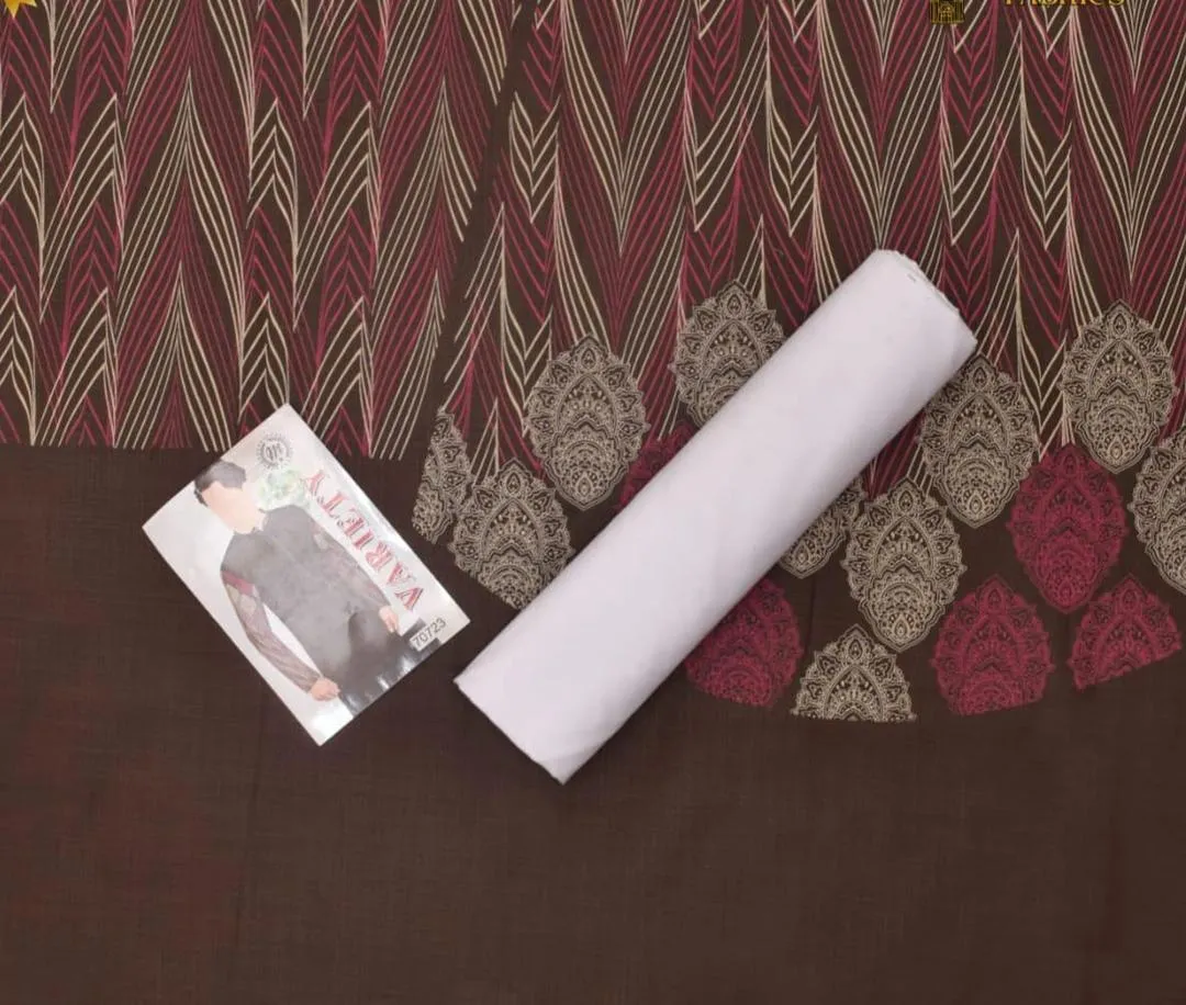 Men’s Cotton Self Print Unstitched Kurta – Brown Color, Winter Fabric, 3.5 Gazz Shirt Cutting (Bulk Pack of 250)