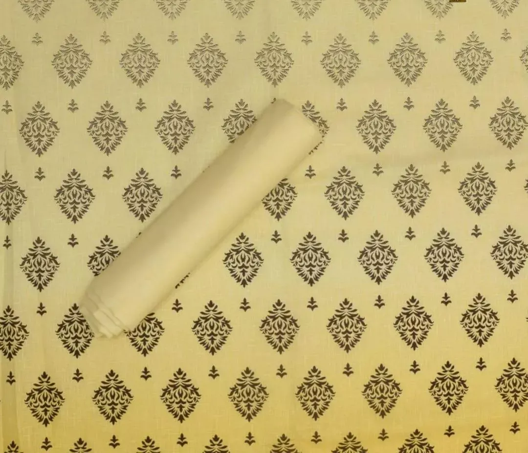 Men’s Cotton Self Print Unstitched Kurta – Yellow, Winter Collection, 3.5 Gazz Shirt Cutting