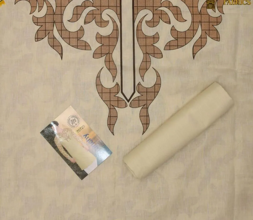 Men’s Cotton Self Print Unstitched Kurta – Off White, Winter Collection, 3.5 Gazz Shirt Cutting