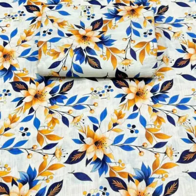 Women’s 2 Pcs Unstitched Printed Khaddar Suit – Off-White Shirt & Trouser (3.25 Gazz Cutting)