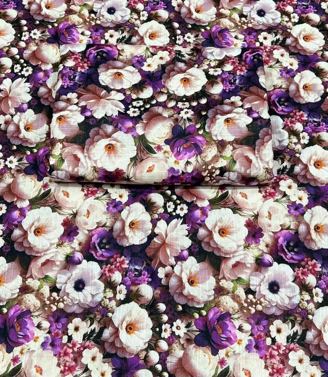 2-Pcs Women’s Unstitched Printed Khaddar Suit – Purple, 3.25 Gazz