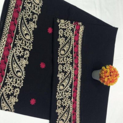 Women’s Swiss Embroidered Shawl – Premium Black Swiss Fabric, 2.25 Yards Elegant Wrap