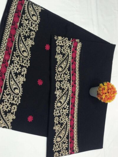 Women’s Swiss Embroidered Shawl – Premium Black Swiss Fabric, 2.25 Yards Elegant Wrap